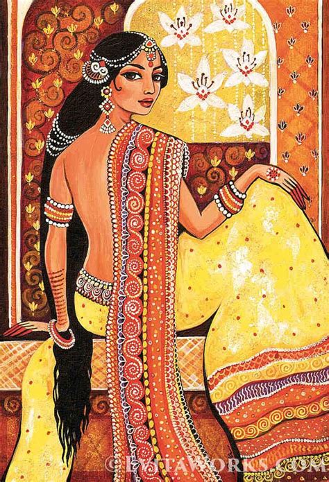 Indian Woman Painting Feminine Beauty Goddess Art Home Decor Wall