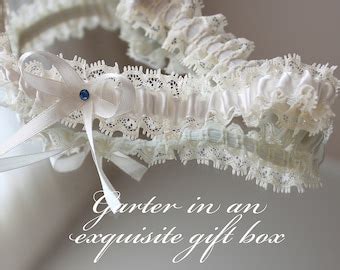 Vintage Wedding Garter In A Champagne Nude Blue Lace Ruffle Etsy