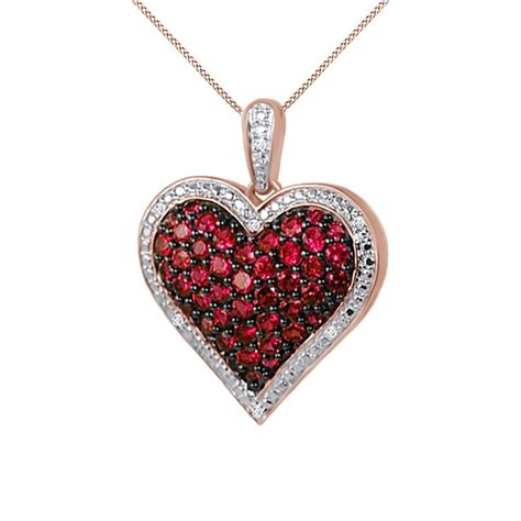 Jewel Zone Us 1 Ct Ruby And Natural Diamond Heart Pendant Necklace