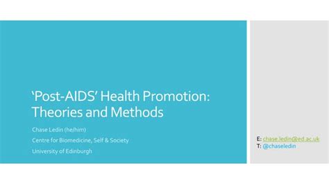 Sex Drugs And Scotland S Health Post Aids Health Promotion Theories And Methods Ppt Free