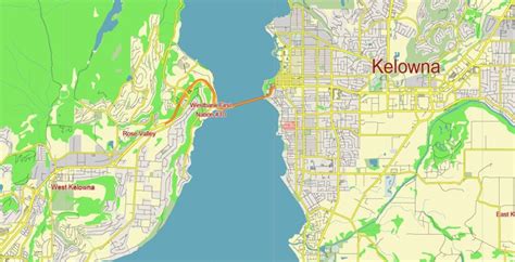 Kelowna British Columbia Canada Vector Map Free Editable Layered Adobe