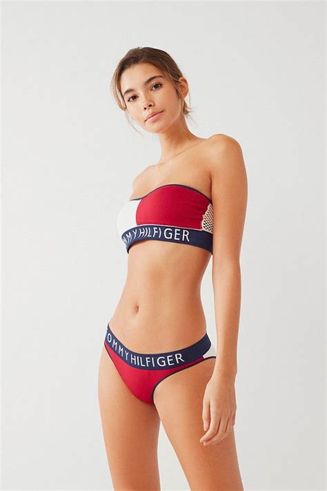 Slide View 4 Tommy Hilfiger Seamless Bandeau Bra Bandeau Bra Bikini Set High Waist Tommy