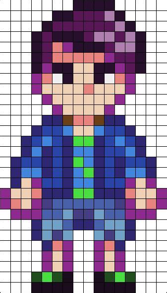 A Pixellated Image Of A Woman In Purple And Blue