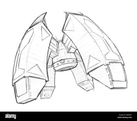 Pencil Concept Art Drawing of Futuristic Spacestation or Space Station ...