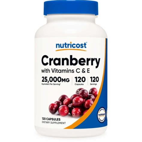 Cranberry Extract Supplement Boost Health With Vitamin C And E 120 Ct