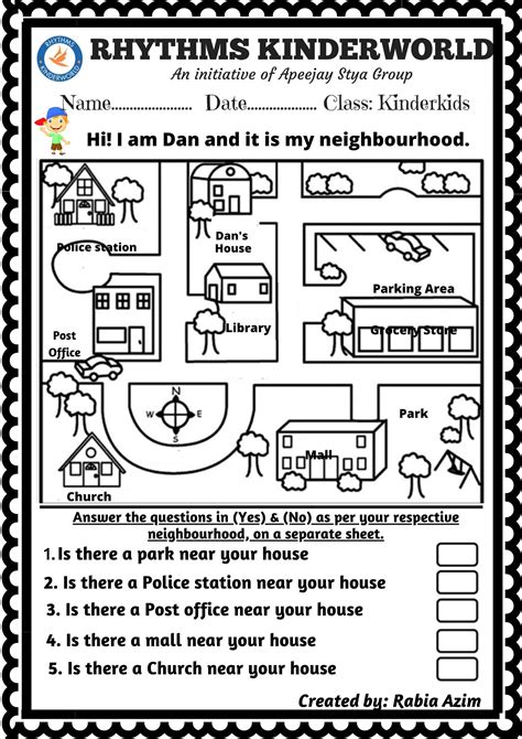 Worksheet On Neighbourhood Kindergarten Worksheets Social Studies