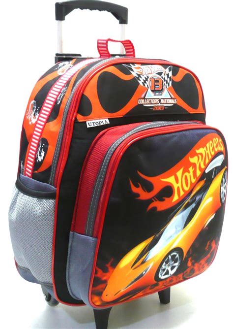 Mochila Escolar Hot Wheels Veloz Rodinhas Tam G Meninos F Parcelamento Sem Juros