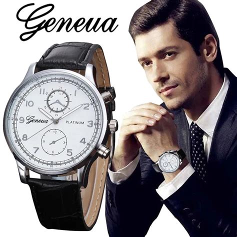 Relogio Masculino Geneva Quartz Watches Men Faux Leather Analog ...