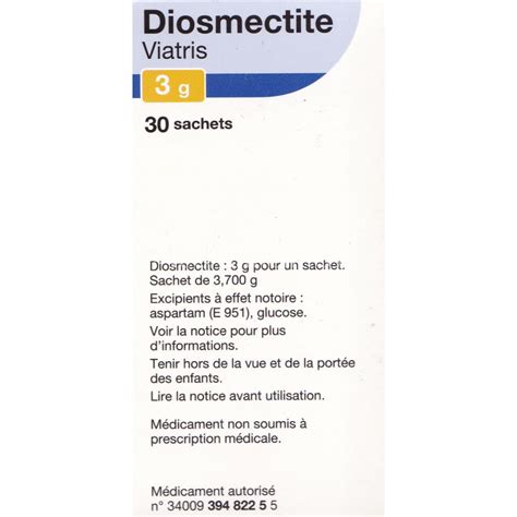 Diosmectite 3 G Viatris 30 Et 60 Sachets Poudre Pour Suspension Buvable