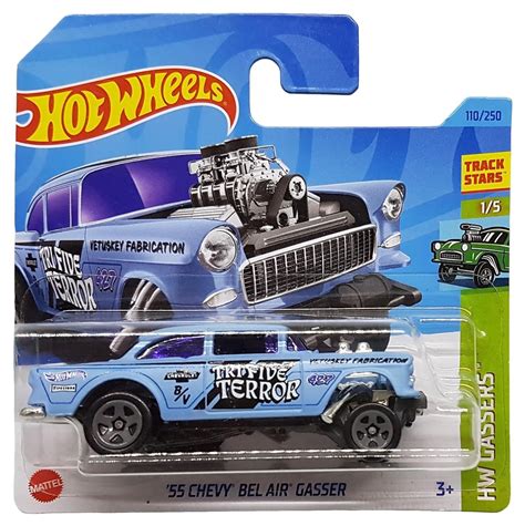 Hot Wheels HW Gassers 55 Chevy Bel Air Gasser 1 64 Scale Blue Amazon In Toys Games
