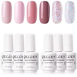 Buy Gellen New Gel Nail Polish Set Pack Of 6 Colors Pure Glitters