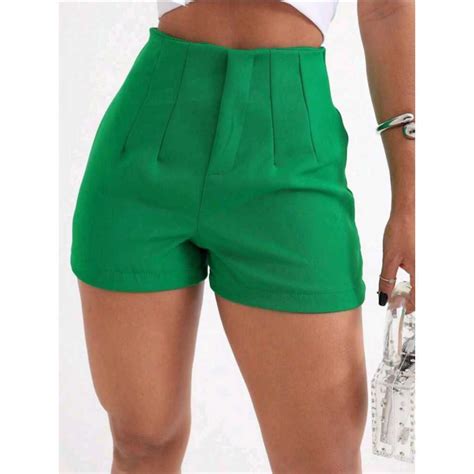 Short De Tecido Feminino - Short Feminino Tecido Alfaiataria Cintura Alta Ziper Frontal | Shopee ...