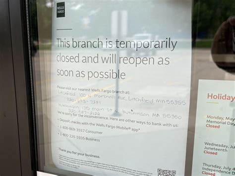 Wells Fargo branch in Willmar, Minnesota, closed due to network/power ...