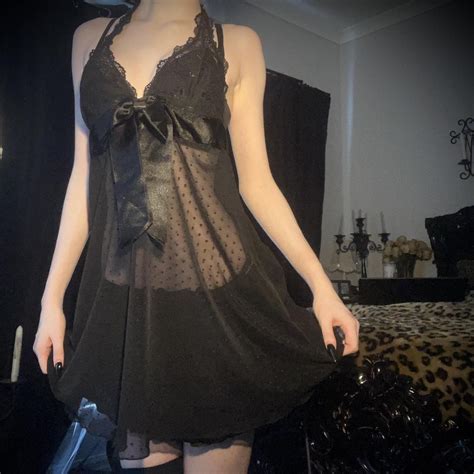 Black Lace Babydoll Lingerie Good Condition Brand Depop
