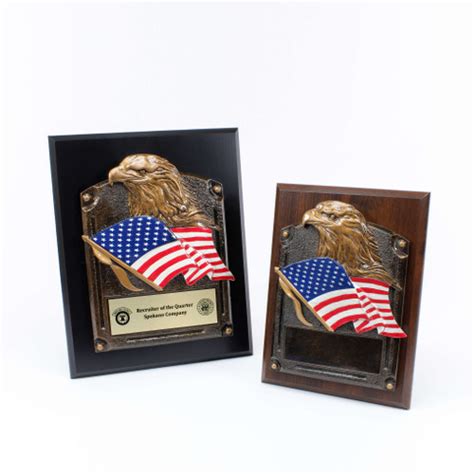 Plaque - Eagle Head with American Flag | Engraved Patriotic Plaque - 6" x 8" or 8" x 10" Decade ...