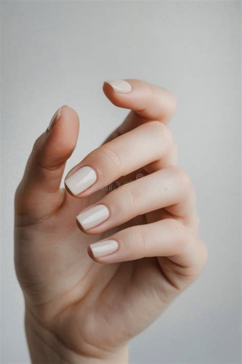 Elegant Hand With Manicured Nude Nails Stock Photo Image Of Beauty