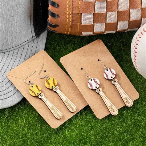 Boucles D Oreilles De Baseball Avec Nom Personnalis Bijoux De Batte