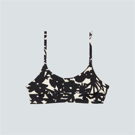 The Scoop Neck Bikini Top Black Canvas Floral Everlane