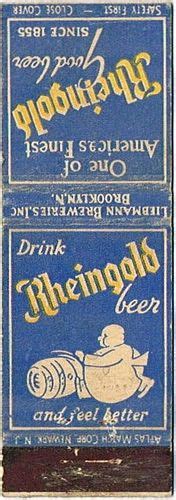 1935 Rheingold Beer 115mm Ny Lieb 2 Match Cover New York Brooklyn New