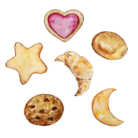 Premium Vector | Watercolor cookies pastries pies and bagels