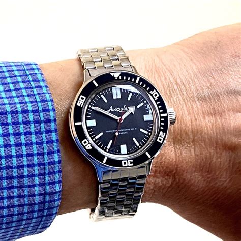 Russian automatic watch VOSTOK AMPHIBIA with black bezel, 200m water ...