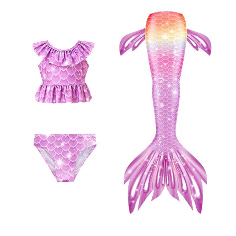 Girls Swimsuits Size 14 16 Colorful Ruffles Flounce Printed Bikini Set Bikini Fish Tail Set
