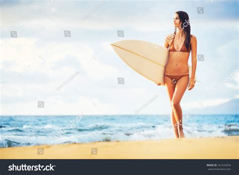 Beautiful Sexy Surfer Girl Bikini On Stock Photo Shutterstock