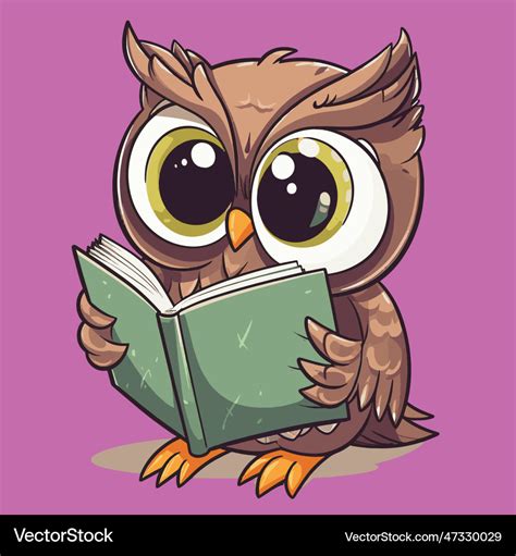 Cute Owl Reading Book Royalty Free Vector Image