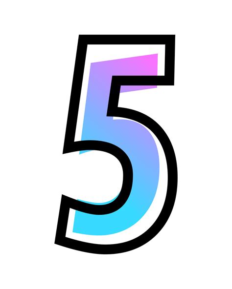 Vector number 5 with blue-purple gradient color and black outline ...