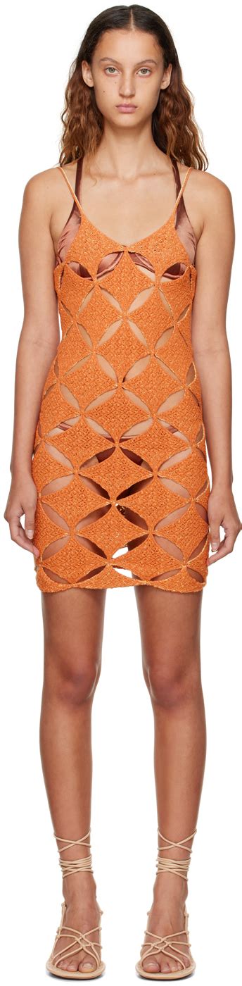 SSENSE Exclusive Orange Yellow Reversible Minidress By Isa Boulder On