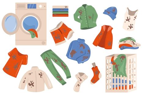 Premium Vector Dirty Clothes Set Concept In The Flat Cartoon Design
