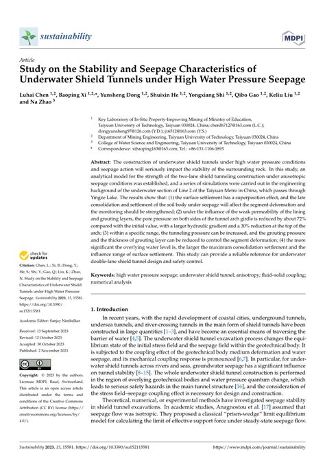 PDF Study On The Stability And Seepage Characteristics Of Underwater