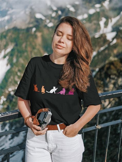 Lesbian Pride Flag T Shirt Wlw Girlfriend Cats Tshirt Subtle Femme Discreet LGBTQIA LGBTQ