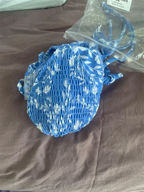 Volafa Women S Triangle Bikini Set String Swimsuit Print Tie Smocked Ruched Two Piece Bathing