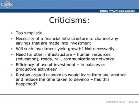 Rostow Modles - Stages of Growth