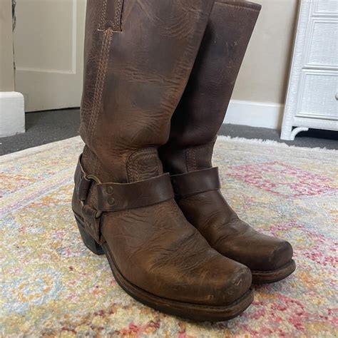 Frye Harness Boots Brown Leather Timeless Depop