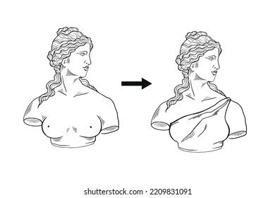 Greek Gods Naked Breast Antique Statue Stock Vector Royalty Free Shutterstock