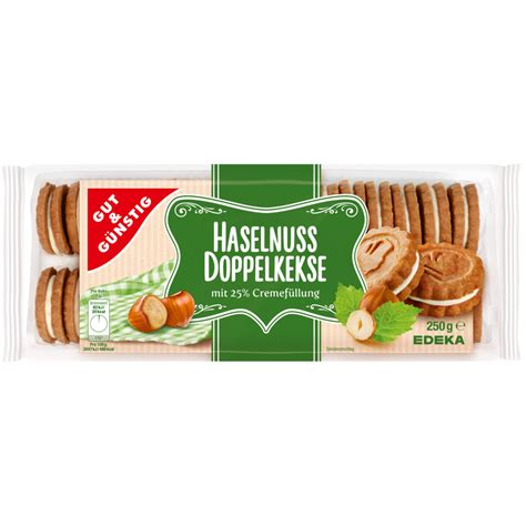 GUT GÜNSTIG Haselnuss Doppelkekse 250 g Waffeln Gebäck Süßwaren