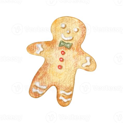 Watercolor Christmas Gingerbread Man 36518748 Png