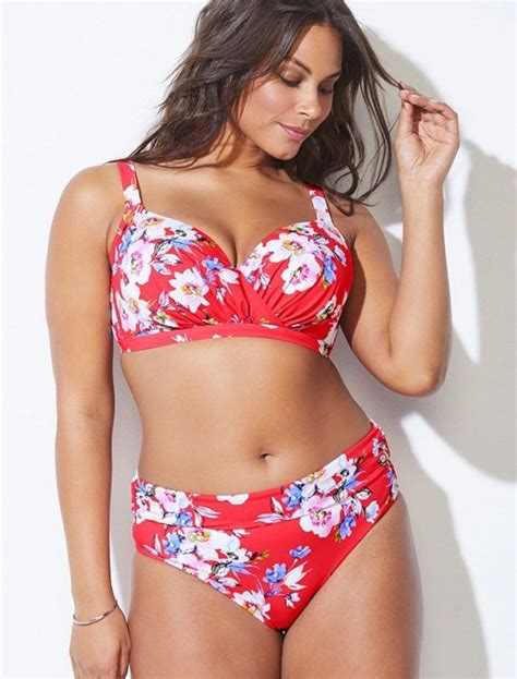 Plus Size Ruler Lagoon Underwire Bra Sized Bikini With Foldover Brief