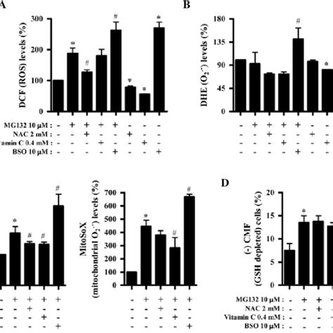 Effects Of NAC Vitamin C Or BSO On ROS And GSH Levels In MG132 Treated