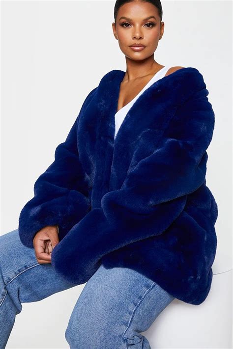 Plus Blue Faux Fur Coat | Blue faux fur coat, Fur coat, Faux fur coat