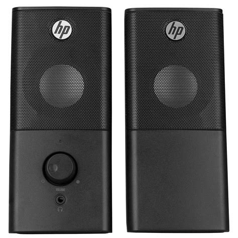 black hp multimedia speakers  sound enhancing  piece