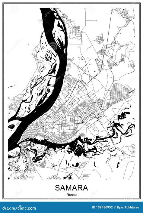 map   city  samara russia stock illustration illustration  kuybyshev attraction