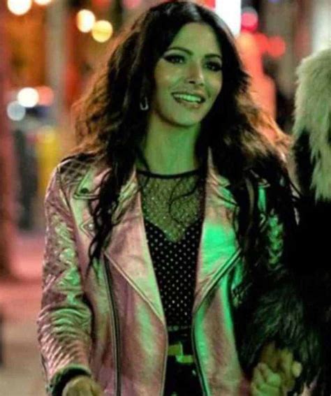 Sarah Shahi Sex Life Pink Leather Jacket