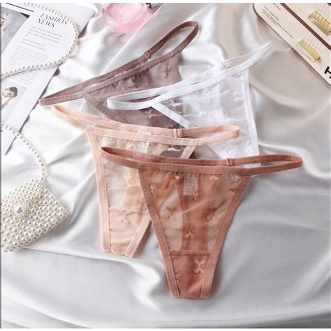 Hollow Out Thong Women Panties Low Rise Lace Underwear Transparent Mesh Cozy Soft Sexy Lingerie