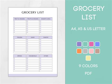 Printable Grocery List Template Editable Grocery Planner - Etsy