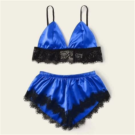 Pyjama Ensemble de Lingerie Sexy en Satin pour femmes 5 Styles de Lingerie vêtements de nuit