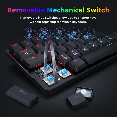 Redragon K P Ashe Pro Keys Mechanical Keyboard Blue Switch Hot Swappble Double Shot