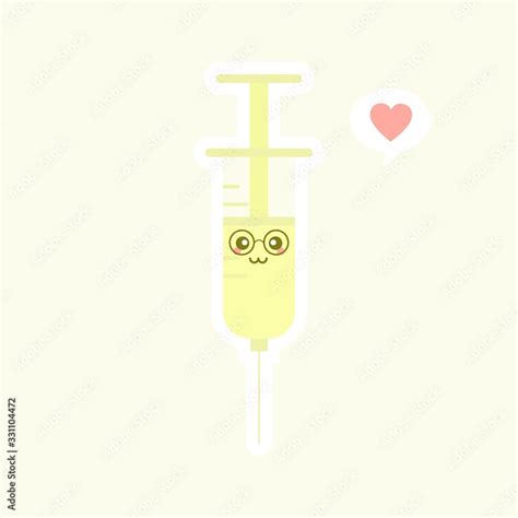 cute  kawaii syringe vector flat cartoon character illustration